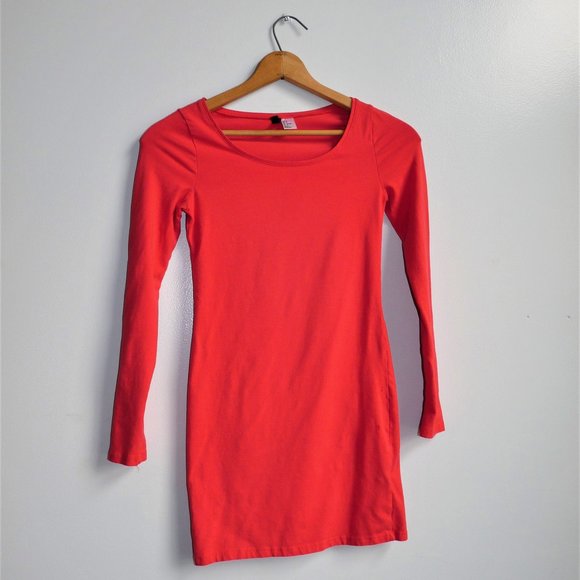 Longsleeve Bodycon Dress, Coral/Orange/Pink - Picture 3 of 8